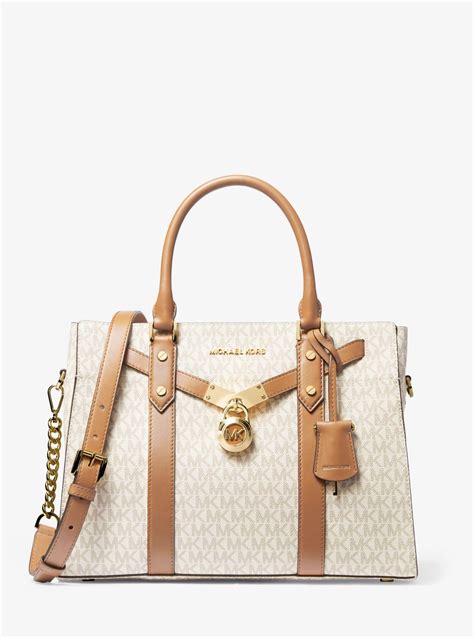 michael kors nouveau hamilton large logo satchel - vanilla|michael kors nouveau hamilton bag.